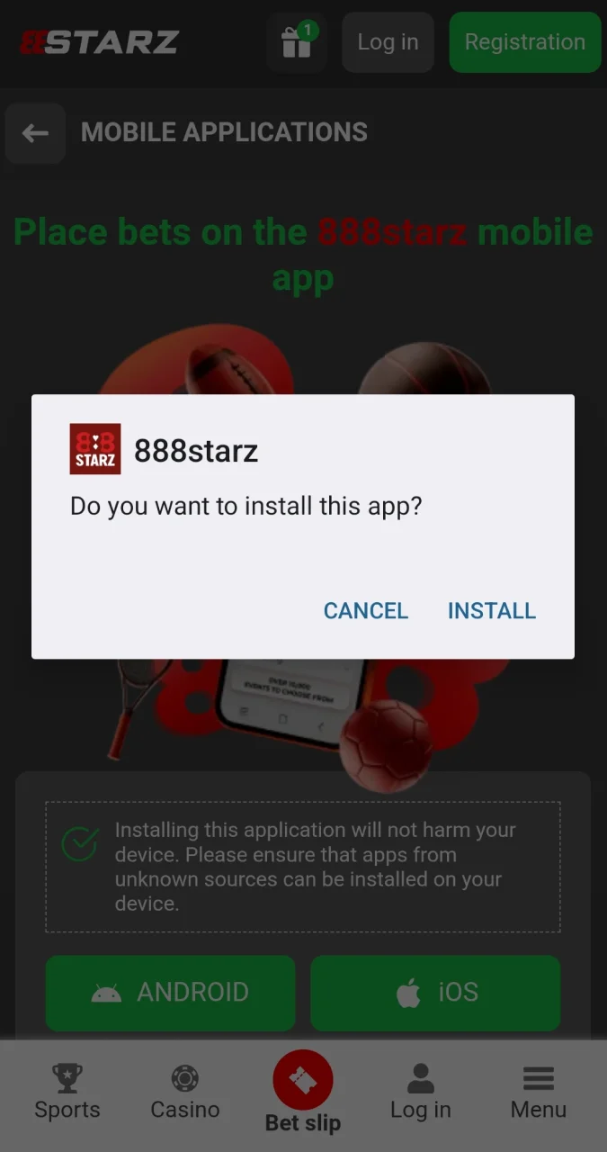 Download the 888Starz app on your Android to enjoy all the sports betting and casino features.