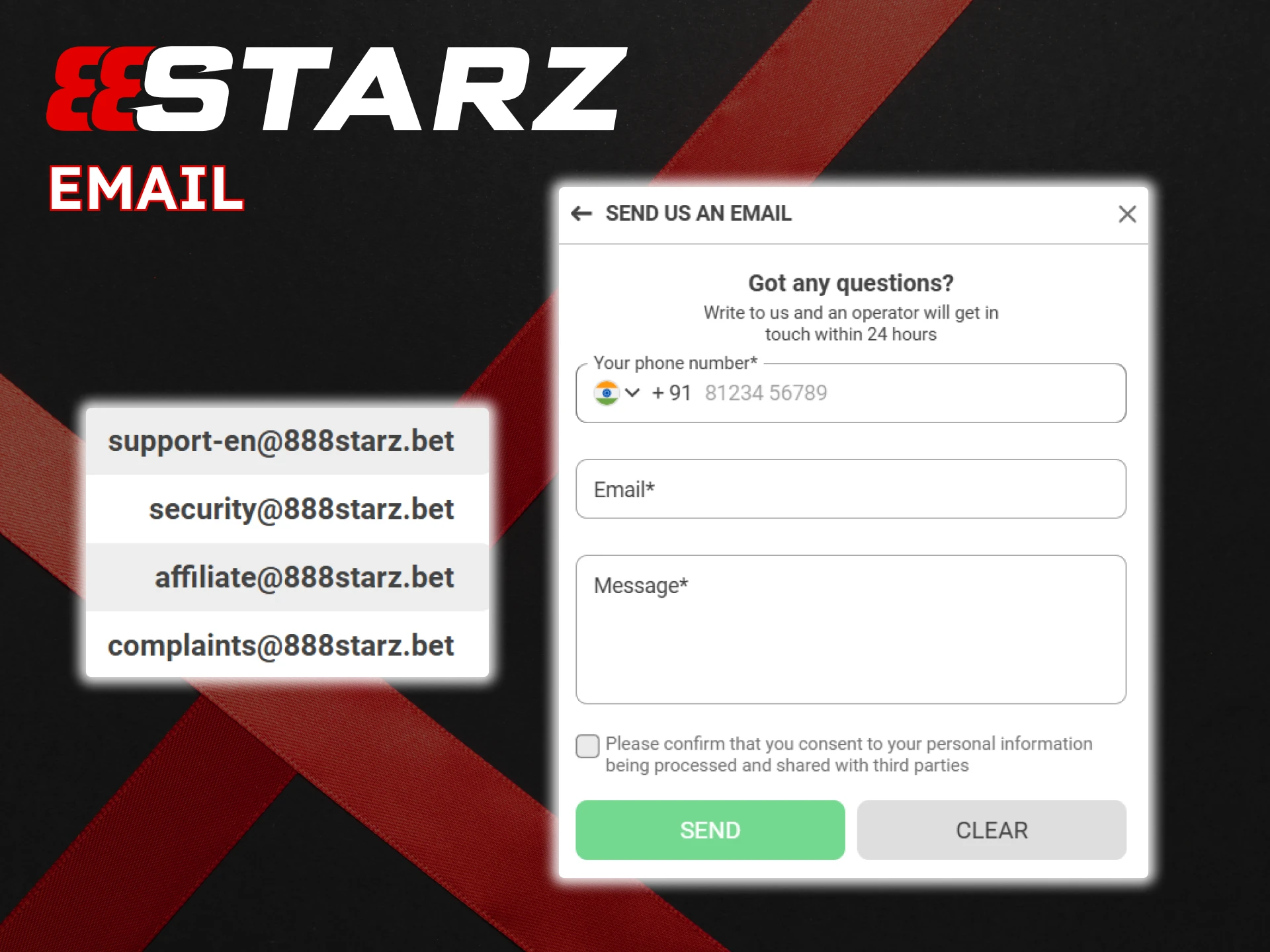 Contact 888Starz by email if you have any questions.