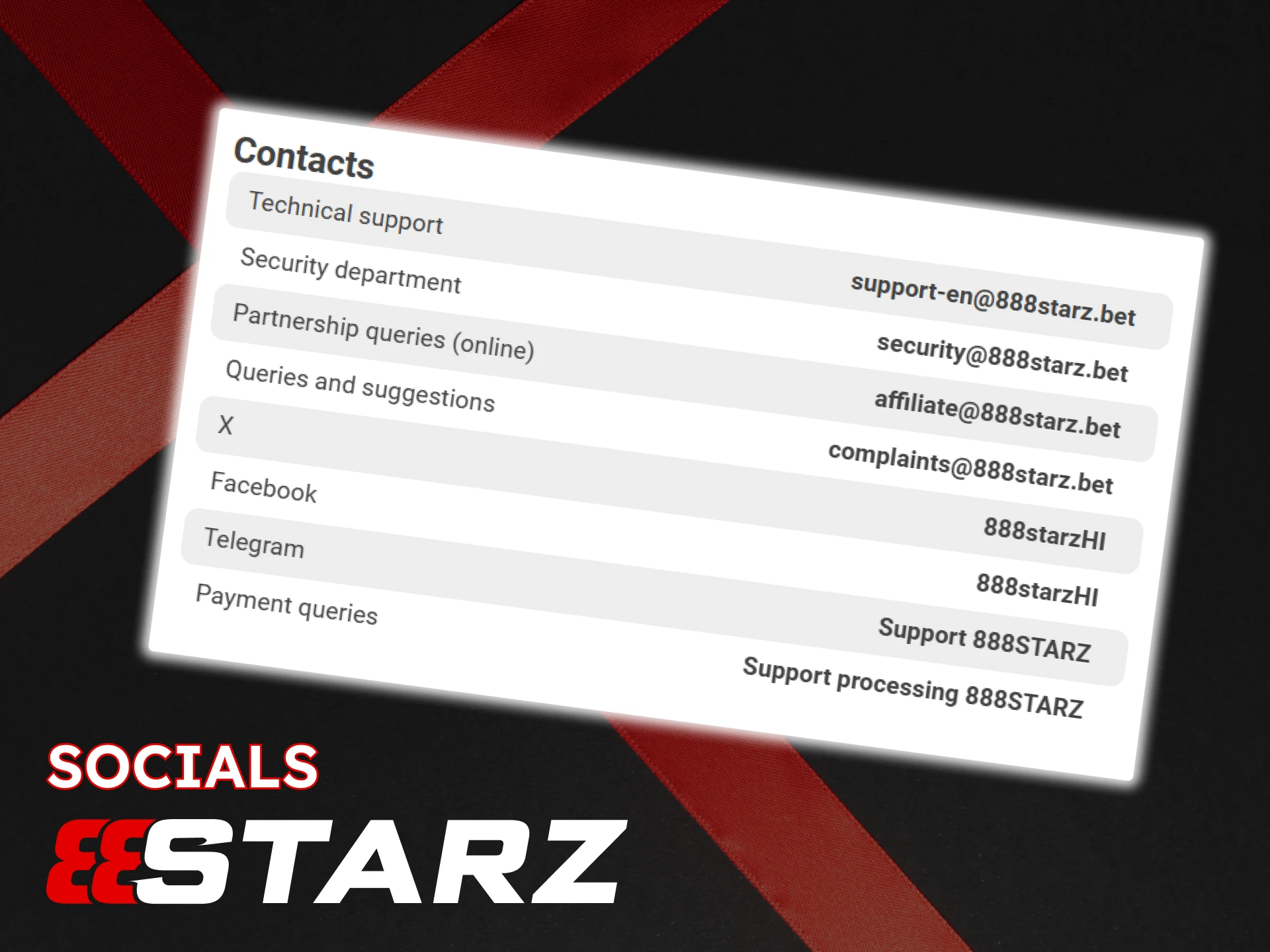Use your social media accounts to connect with 888Starz.