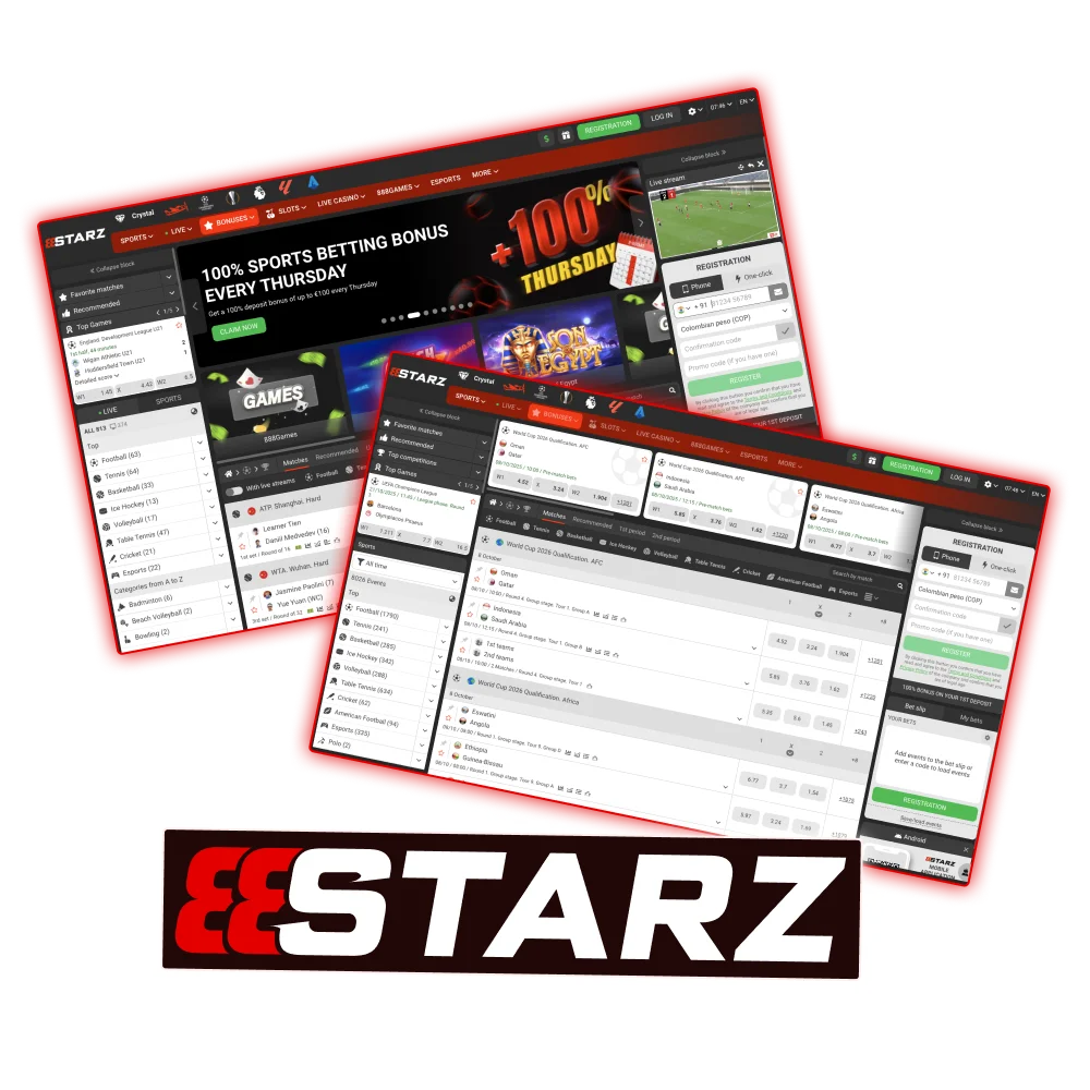 Place sports bets and play online casino games at the official 888Starz website.
