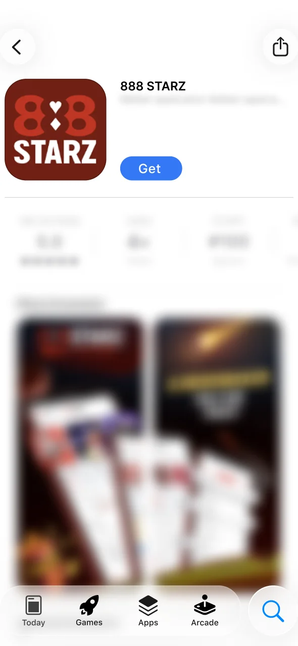 Go to the 888Starz app page on the App Store.