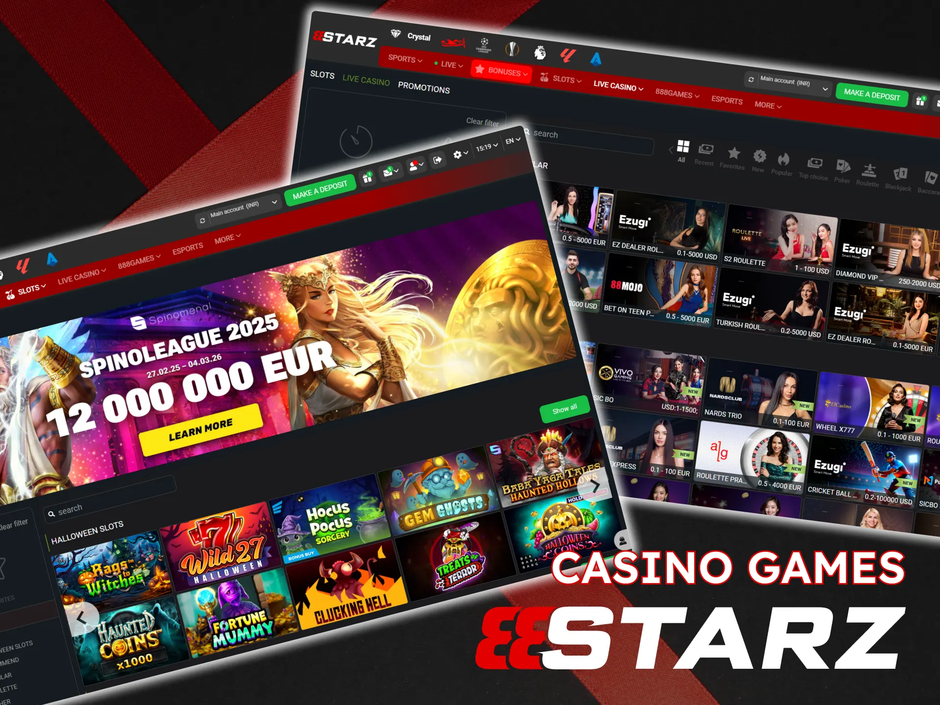 Select the casino game you want to play at 888Starz.