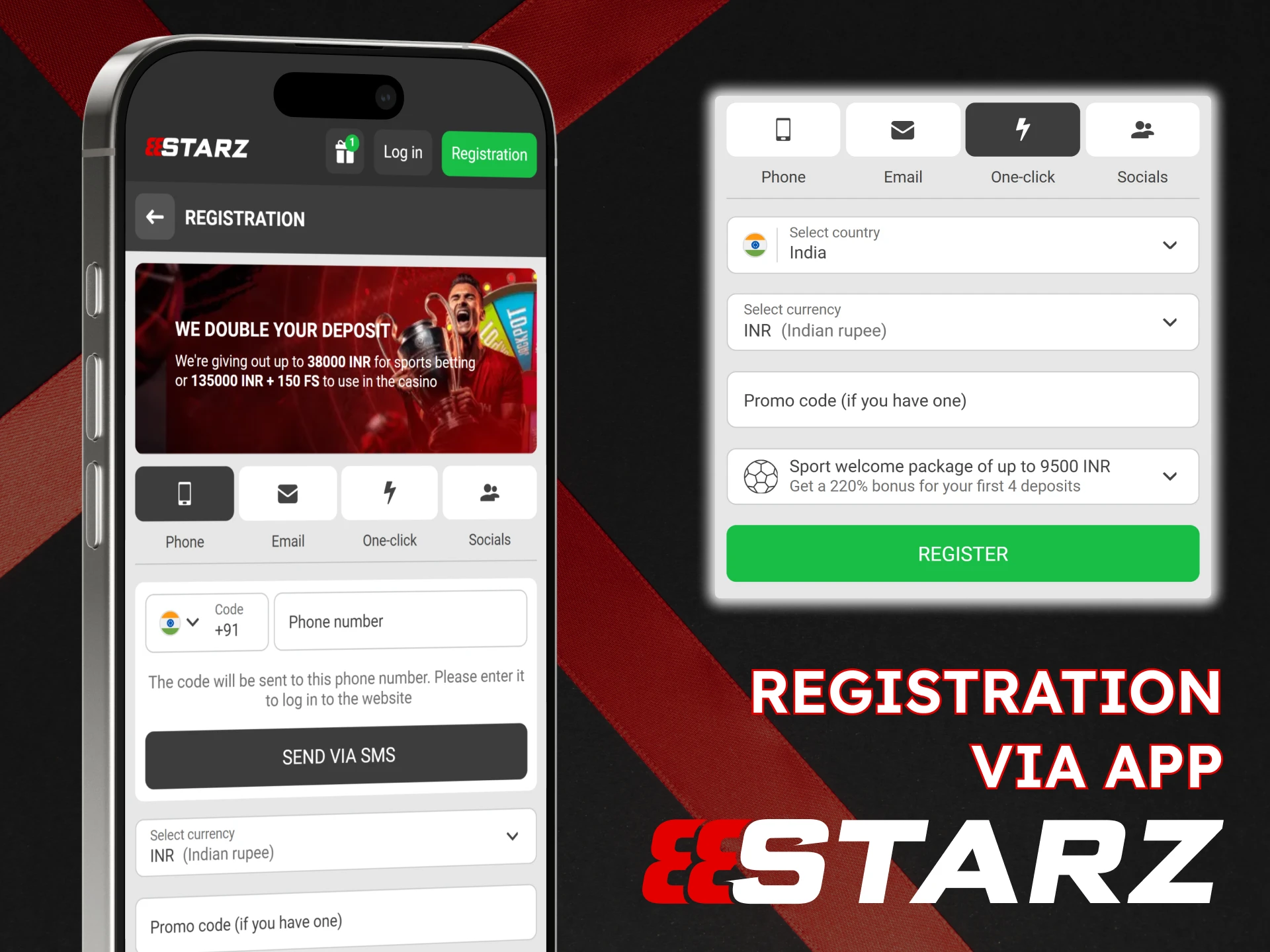 Install the 888Starz app and register.