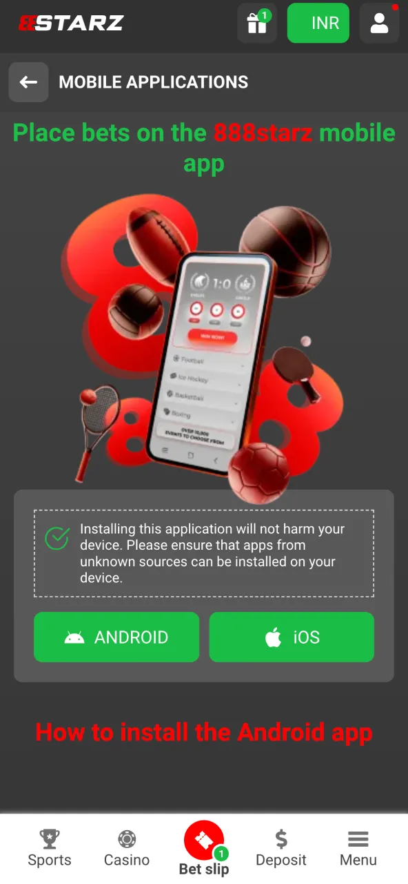 Install 888Starz iOS app on your device.