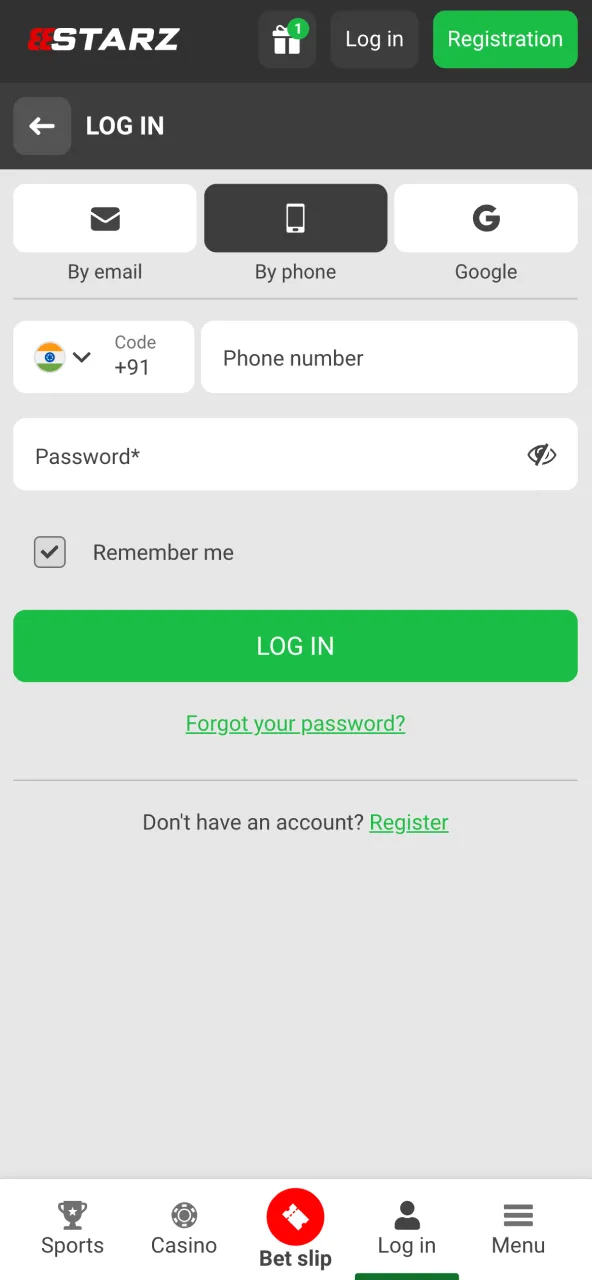 Join or access your account on 888Starz.