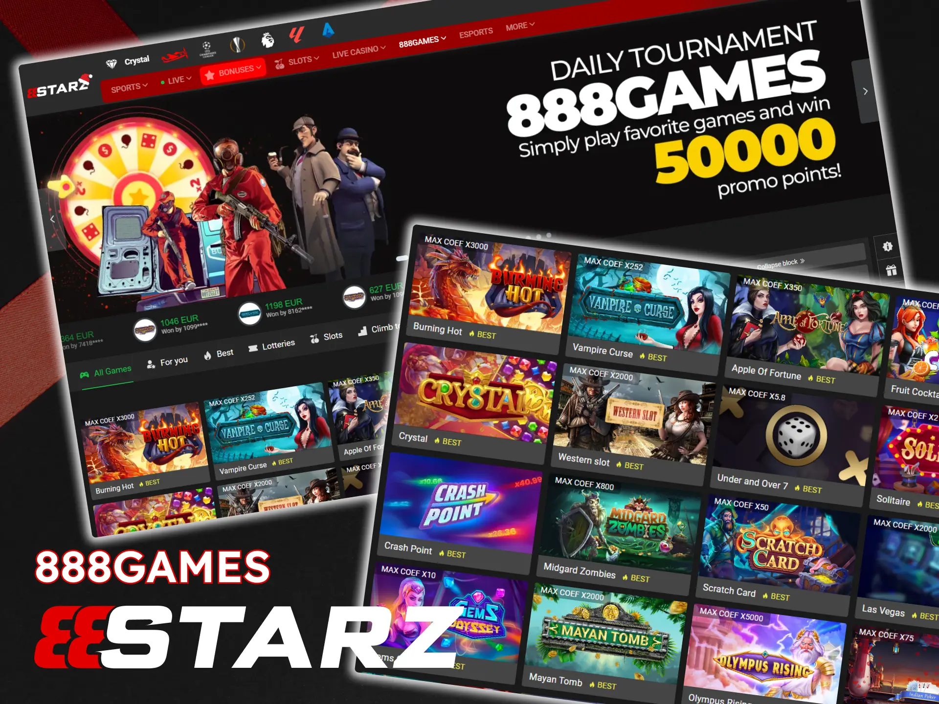 Open the 888Games section on the 888Starz website and select the game you want to play.